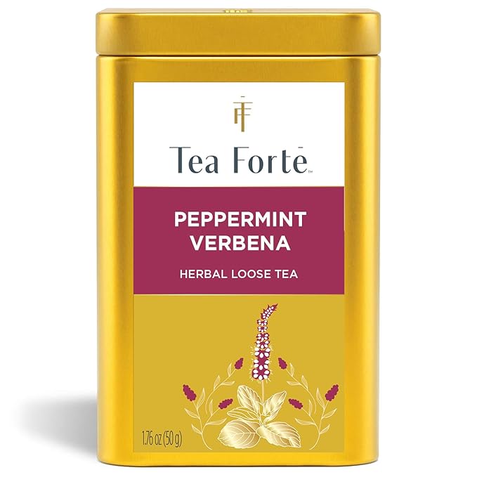 Tea Forte Peppermint Verbena Premium Loose Leaf Caffeine-Free Herbal Tea Blend Canister, Makes 35-50 Cups - Bloomnest