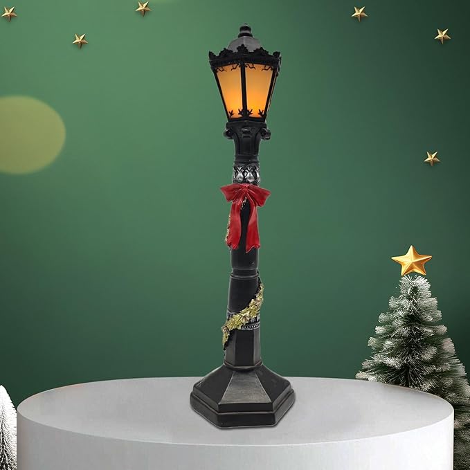 Christmas Lighthouse with Red Bow - LED Light Up Lantern Statue - Battery Powered Nautical Holiday Decor for Mantel, Coastal Christmas Village, Gift - Bloomnest