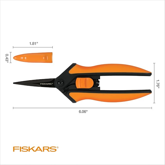 Fiskars Micro-Tip Rose Pruning Shears, 6" Garden Shears Non-Stick Coated Stainless Steel Blade, Gardening Scissors with SoftGrip Handle - Bloomnest