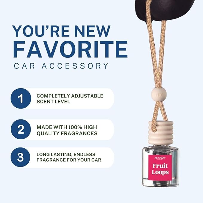 CE CRAFT Car Air Freshener Diffuser, Fruit Loops, 2 Pack Air Deodorizer for Essential Oils, Long Lasting Car Diffuser Bottle, Reusable Jar, Multicolor - Bloomnest