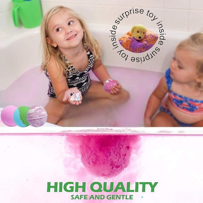 3.5 oz XL Bath Bombs for Kids with Puppy Toys Inside Kids Bath Bombs Organic Bubble Bath Fizzies Colorful Bomb 12 Pcs Set Birthday/Christmas Surprise Gift for Girls & Boys - Bloomnest