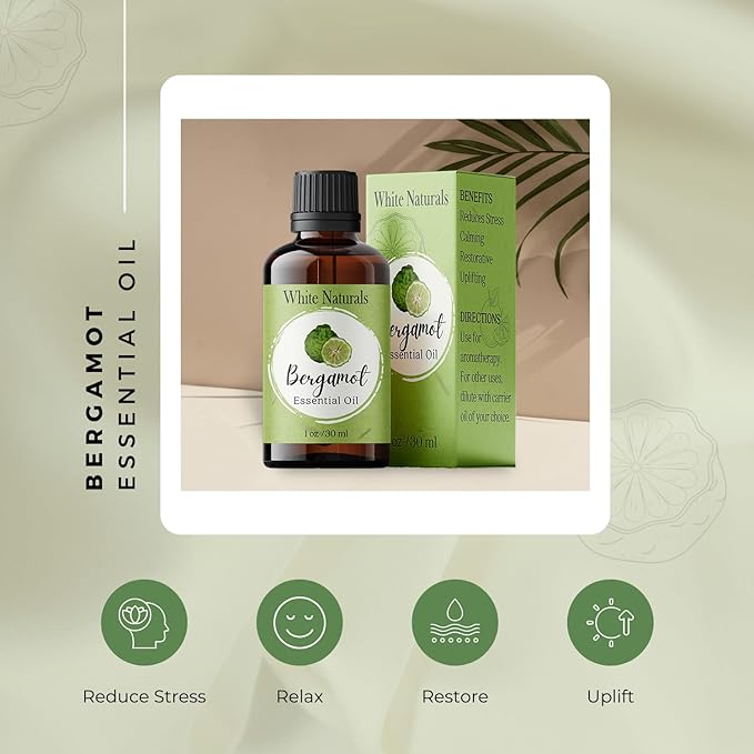 Organic Bergamot Essential Oil - 100% Pure & Natural -Premium Therapeutic Grade with Premium Glass Dropper - Undiluted Natural/Homeopathic Aromatherapy Scented, Great for DIY Soap Making, Massage - Bloomnest