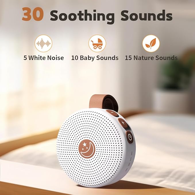 Sound Machine Mini Portable Baby White Noise Machine with 30 Soothing Sounds for Kids Adults Auto-Off Timer 32 Volume Levels Rechargeable Brown Noise Sleep Machine for Home Office Privacy and Travel - Bloomnest
