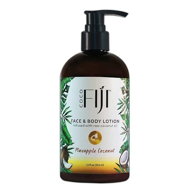 Coco Fiji Face & Body Lotion Infused With Coconut Oil | Lotion for Dry Skin | Moisturizer Face Cream & Massage Lotion for Women & Men | Pineapple Coconut 12 oz, Pack of 1 - Bloomnest