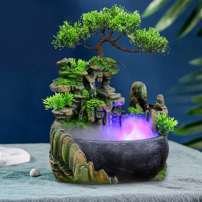 Rockery Water Fountain Desktop, Indoor Water Fountains, Zen Meditation Indoor Waterfall, Desktop Fountain for Home Office Bedroom Decoration - Bloomnest
