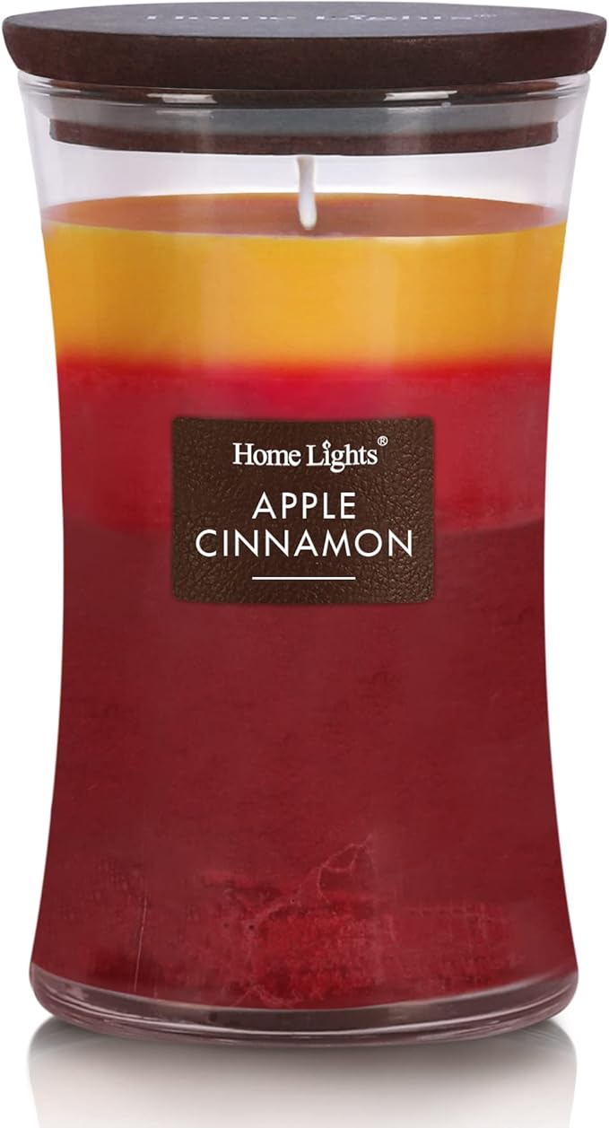HomeLights 3-Layer Candles for Home Scented, 21.52 OZ Natural Soy Wax Scented Candles Burns Up to 100 Hours, Large Jar, Apple Cinnamon - Bloomnest