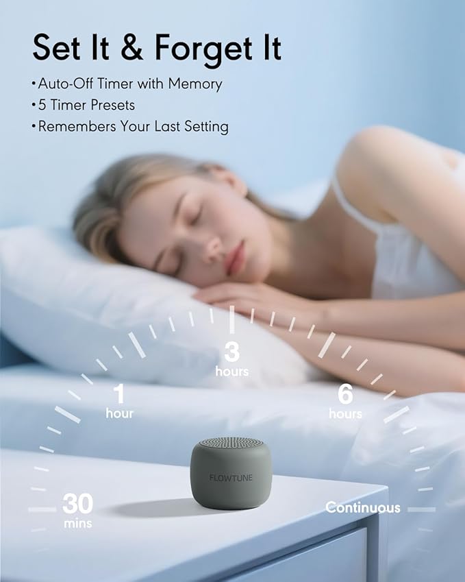Sound Machine Flowtune White Noise Machine for Baby Adults, Mini Portable Sound Machine for Travel, 6H Timer, 18 Soothing Sleep Sounds Gift (Slate) - Bloomnest