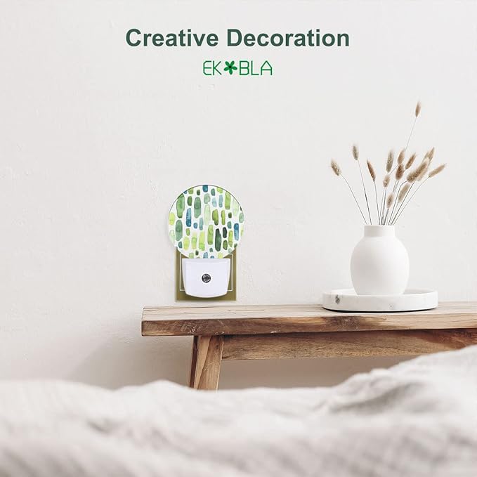 EKOBLA Cactus Tropical Night Lights Plug into Wall Cacti Green Plant LED Dusk to Dawn Plug-in Nightlights Auto Sensor for Home Indoor Bathroom Hallway Kitchen - Bloomnest