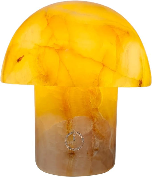 Marble Touch Table Lamp 4.3" x 4.7" – Natural Onyx Mushroom LED Night Light, Rechargeable Soft Glow Stone Bedside Lamp for Meditation, Yoga, Bedroom, Entryway Decor - Bloomnest