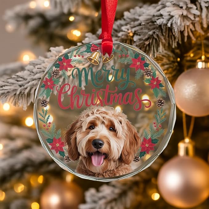Golden Doodle Glass Ornament – Handcrafted Hanging Decoration, Elegant Keepsake with Unique Golden Doodle Design, for Home, Holiday Tree, or Special Occasion - Bloomnest