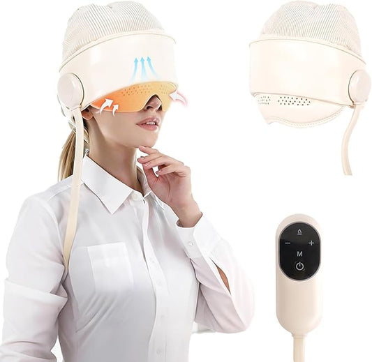 Head Massager with Heat,Head Massager for Headaches,Electric Rechargeable Head and Eye Massage Tool,6 Airbag Massage Zones,3 Heat Levels,4 Massage Modes Bloomnest