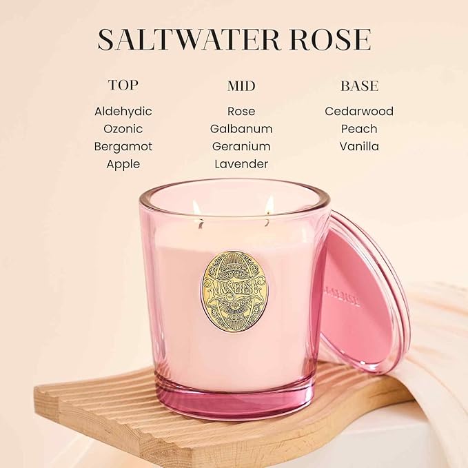 M&SENSE Large Two-Wick Soy Candle | Saltwater Rose & Pink | 19.8 oz, 120H Burn Time | Luxury Scented Candle for Relaxation, Gifting, Home Décor | Ideal for Bedroom, Office, Party Ambiance - Bloomnest