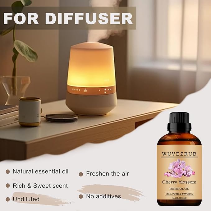 Cherry Blossom Essential Oils, 60ML Pure and Natural Essential Oil for Aromatherapy Diffuser - Cherry Blossom /2 Fl Oz - Bloomnest