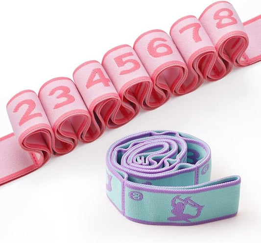 2 PCS Stretch Strap for Kids Dance Elastic Band for Children Gymnastics Stretching Strap Kids Stretching Bands Stuff Multi-Loop Adjustable Bands Stretching Resistance Ballet Bands -8 Loops