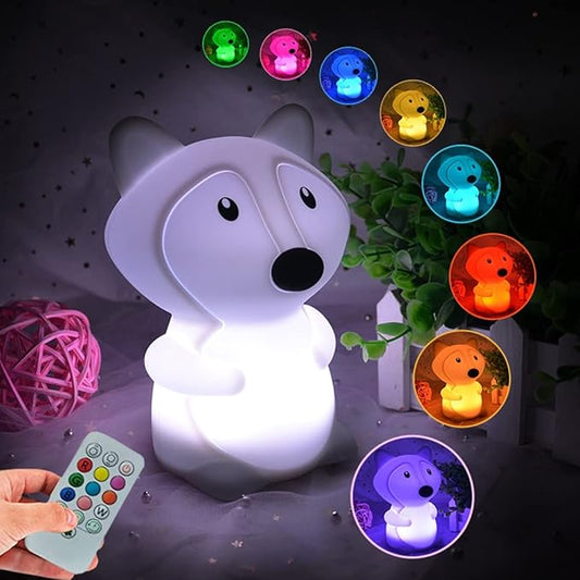 Fox Night Lights Bedside lamp, Bedroom Light for Kids, Baby Nursery lamps - Break Resistant, Eye Caring, Adjustable Brightness & Color and Time Setting, Gifts for Kids Babies Boy Girl - Medium - Bloomnest