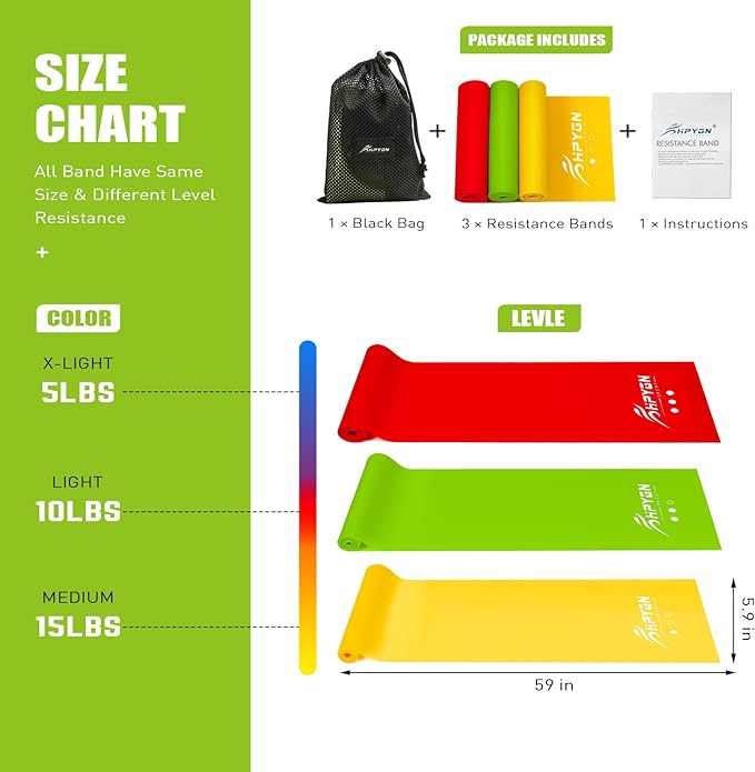 Resistance Bands, Exercise Bands, Physical Therapy Bands for Strength Training, Yoga, Pilates, Stretch Elastic Band with Different Strengths, Workout Bands for Home Gym - Bloomnest