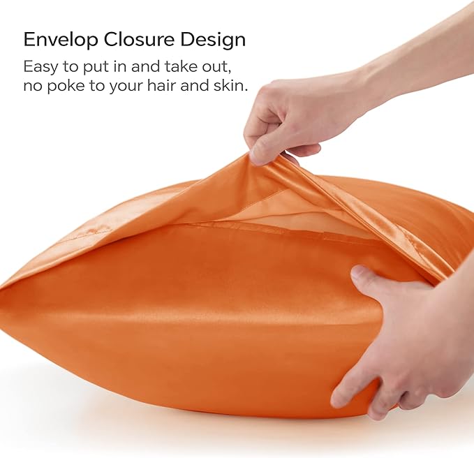 BEDELITE Satin Body Pillow Cover 2 Pack, Super Soft and Cooling Body Pillow Pillowcase for Hair and Skin, Breathable Silky Full Long Pillowcase Cover(20"x54", Burnt Orange) - Bloomnest