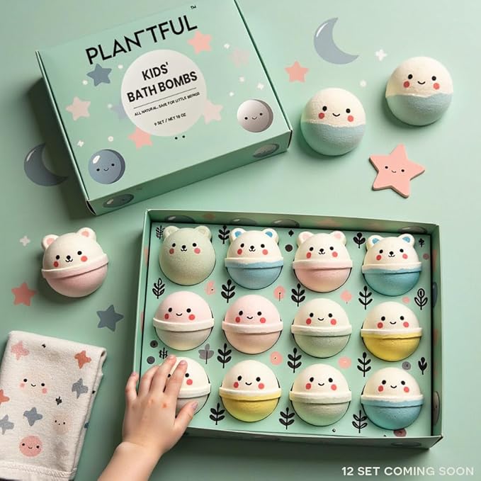 Plantful™ Natural Bath Bomb for Kids, Non-Toxic, Bubble podz, Fluffy Foam soap, Holiday Gifts, Bubble Bath Fizzy for Girls Boys, 9 Pack, Toddler, Pure Essential Oil - Bloomnest