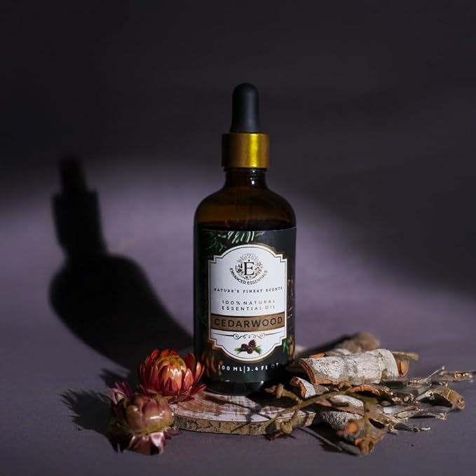 Luxurious Cedarwood Essential Oil by Enhanced Essentials|Pure & Natural|for Home,Diffusers,Skin,Aromatherapy, Bath,Massage,Perfume,Gifting,Soap & Candle Making|with Glass Dropper| 3.38 fl oz (100 ml) Bloomnest