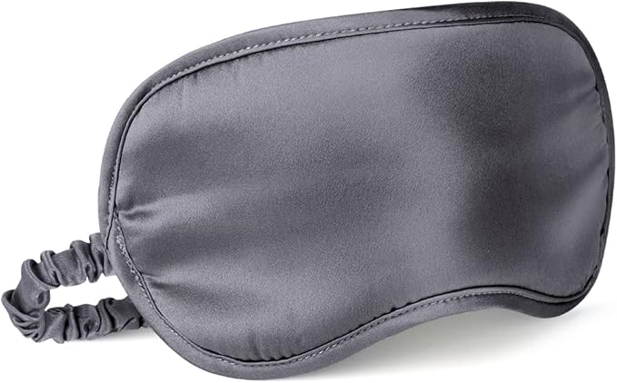 LULUSILK Mulberry Silk Sleep Eye Mask Blindfold with Elastic Strap Headband, Soft Eye Cover Eyeshade for Night Sleeping, Travel, Nap (Charcoal Gray) - Bloomnest