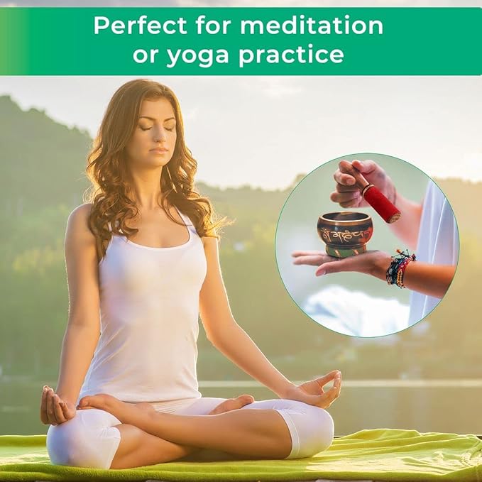 Handmade Tibetan Singing Bowl Buddhist Mantra Sound Bowl Set Meditation Yoga Stress Relief Birthday Christmas Gifts ShopLC