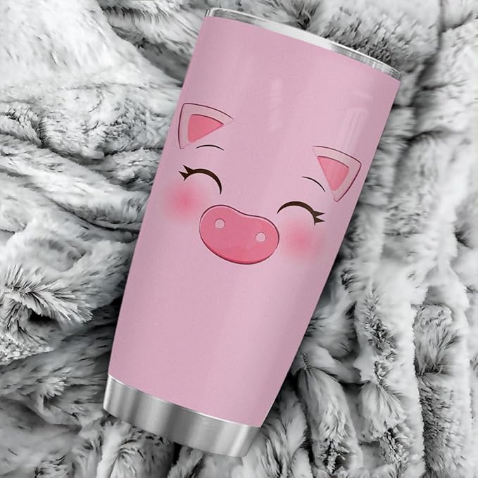 winorax Pig Tumbler for Pigs Face Tumblers Cup with Lid 20oz Travel Mugs Funny Gifts for Pig Animal Lovers Kids Women Girls Farmgirl Birthday Christmas Xmas Presents - Bloomnest
