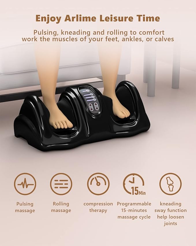 ARLIME Foot Massager, Shiatsu Foot Massage Machine for Plantar Fasciitis, Calf Massager Stimulates Blood Circulation, Deep Kneading and Rolling Nerve Pain w/Remote - Bloomnest