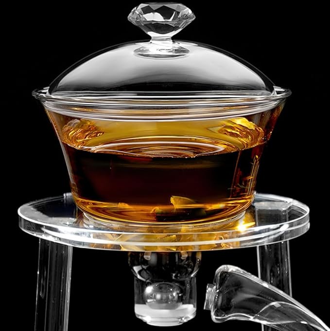 Lazy Kung Fu Glass Magnetic Tea Set, Semi Automatic Drip TeaPot, Heat Resistant Glass Magic Teapot Set, Suitable for home/office Reception Tea Set, Perfect for Holiday Gifts - Bloomnest