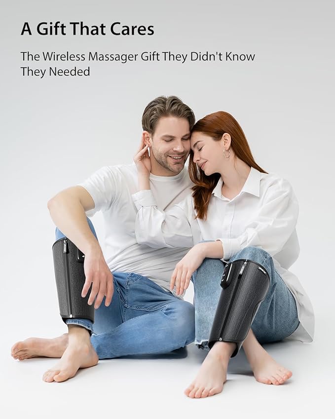 CINCOM Cordless Calf Massager for Circulation, Leg Compression Massager for Calf, Rechargeable Leg Massage with 3 Intensities 3 Modes for Pain Relief, Gifts for Women Men - Bloomnest