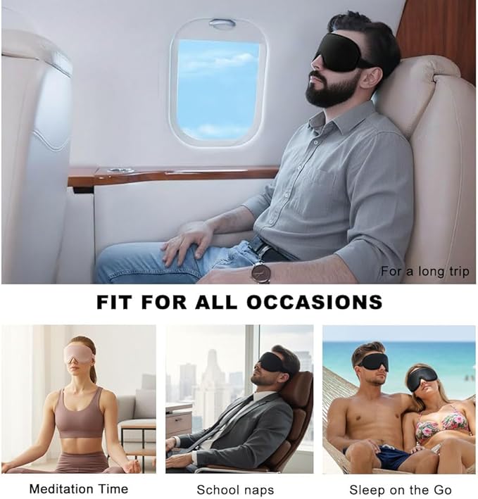 3D Sleep Mask for Side Sleepers, Blackout & Zero Pressure - Breathable Memory Foam, Adjustable Strap - for Travel, Yoga & Meditation Pink - Bloomnest