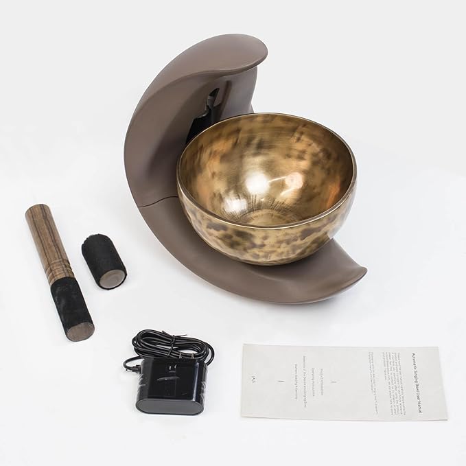 Automatic Singing Bowl Set,8" Tibetan Singing Bowl by Nepalese Handicraft, Master-level Himalayan Sound Healing Suitable for Yoga, Meditation&Relaxation, Mindfulness, Healing and Chakra Balancing - Bloomnest