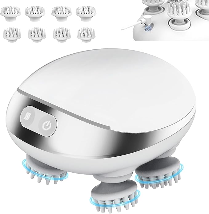 MOUNTRAX 5 in 1 Electric Scalp Massager, Portable Heated Head Hair Massager with 88 Kneading Nodes, 2 Massage Styles, 3 Speed Modes for Hair Growth, Stress Relief and Deep Clean, Gifts for Women Men MOUNTRAX
