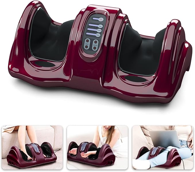 ARLIME Foot Massager Machine with Remote Shiatsu Massager for Pain Relief, Plantar Fasciitis, Blood Circulation, Calf and Foot Massage Deep Kneading for Calf Leg Ankle, 4 Massage Modes, Burgundy - Bloomnest