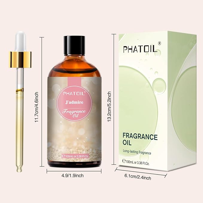 PHATOIL J'admire Fragrance Oils for Aromatherapy, 3.38FL.OZ Diffuser Oils for Home, Perfect for Aromatherapy, Humidifiers, Yoga, DIY Candle and Soap Making - 100ml - Bloomnest