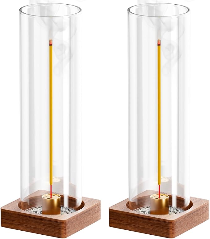 2 Pack Incense Holder for Sticks, Insence-Stick Holder Ash Catcher with Removable Glass, Anti-Ash Flying Mess-Free Incense Burner, Perfect for Meditation Yoga Relaxation, Home Decor - Bloomnest
