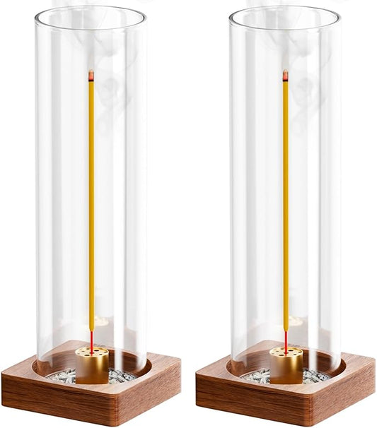 2 Pack Incense Holder for Sticks, Insence-Stick Holder Ash Catcher with Removable Glass, Anti-Ash Flying Mess-Free Incense Burner, Perfect for Meditation Yoga Relaxation, Home Decor - Bloomnest
