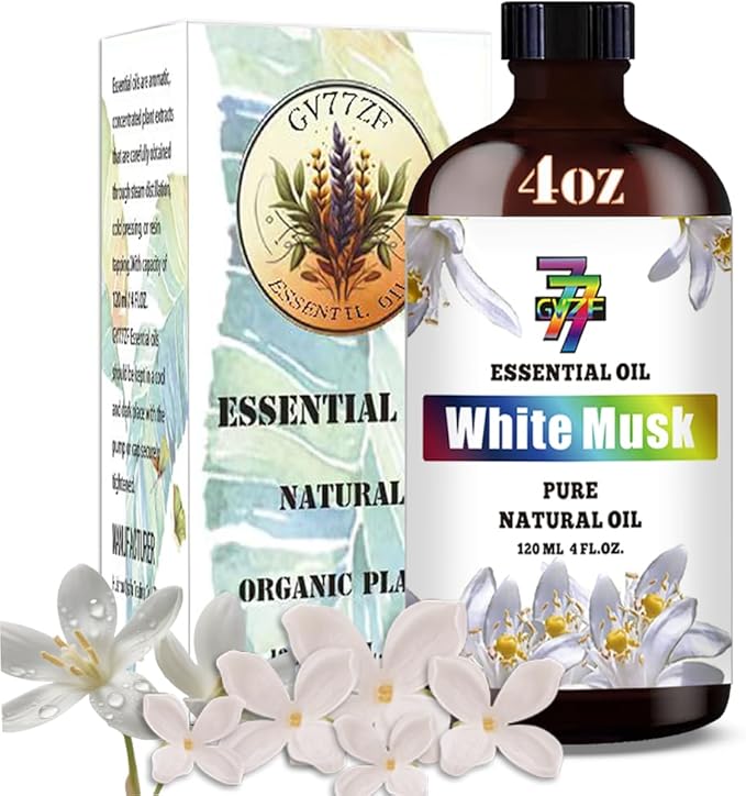 White Musk Essential Oil (4 oz/120 ml) — White Musk Oils for Aromatherapy, diffusers, humidifiers, Home fragrances, DIY Skincare, soap Making, DIY Candle, Relaxation, Yoga, and Meditation - Bloomnest