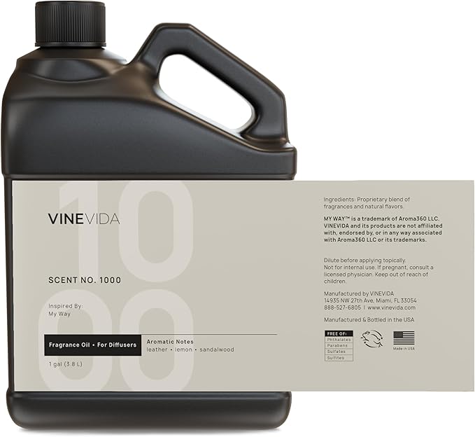 VINEVIDA [128 Fl Oz] Scent NO. 1000 Inspired by My Way Fragrance Oil For Cold Air Diffuser, Aromatic Notes of Leather Lemon Sandalwood, Essential Oil for Diffuser Oil Refill & Air Freshener Room Spray - Bloomnest