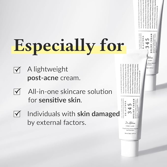 Dr.Althea 345 Relief Cream, Daily Face Moisturizer, Blemish Relief Care, Soothing Recovery & Moisture, Korean Vegan Skin Care for All Skin Types, 1.69 Fl Oz (Pack of 1) - Bloomnest