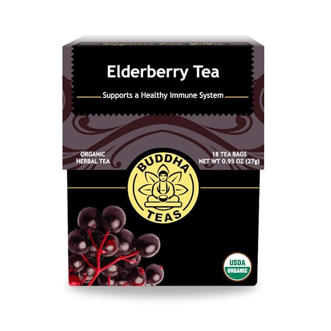 Buddha Teas - Organic Elderberry - Herbal Tea - For Health & Wellbeing - With Antioxidants & Minerals - Clean Ingredients - Caffeine Free - OU Kosher & Non-GMO - 18 Tea Bags (Pack of 1) - Bloomnest