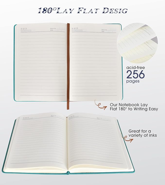 Lined Journal Notebook for Women Men,256 Pages A5 Hardcover Leather Journals for Writing,Travel,Business,Work & School,College Ruled Notebooks for Note Taking,Diary Notepad 5.7"×8.3" (blue) - Bloomnest
