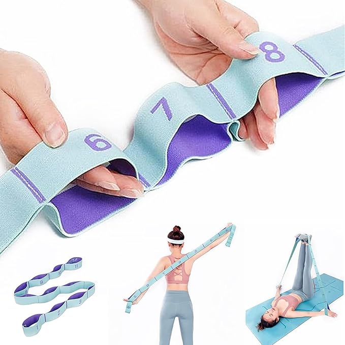 Stretch Straps, Elastic Stretching Strap with Adjustable 11 Loops, Fitness Leg Stretch Band Equipment Flexibility Trainer Resistance Stretch Assist Belt, for Physical Therapy, Pilates, Yoga, Ballet - Bloomnest