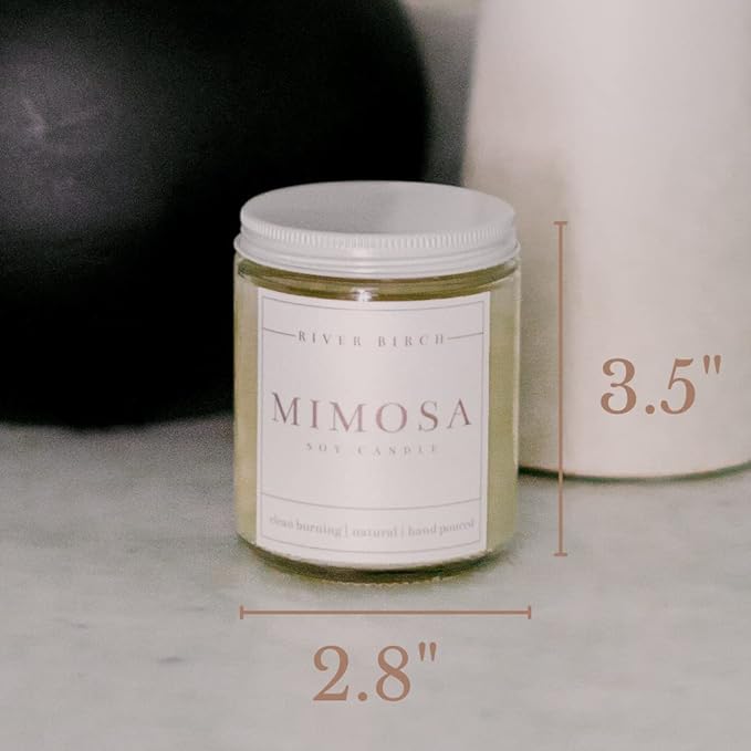 River Birch Candles Mimosa Scented Candle | Premium, All-Natural, Non-Toxic, Soy Candles | 8.5oz 40 Hr Burn Time | Cozy Relaxing Gifts for Home - Bloomnest