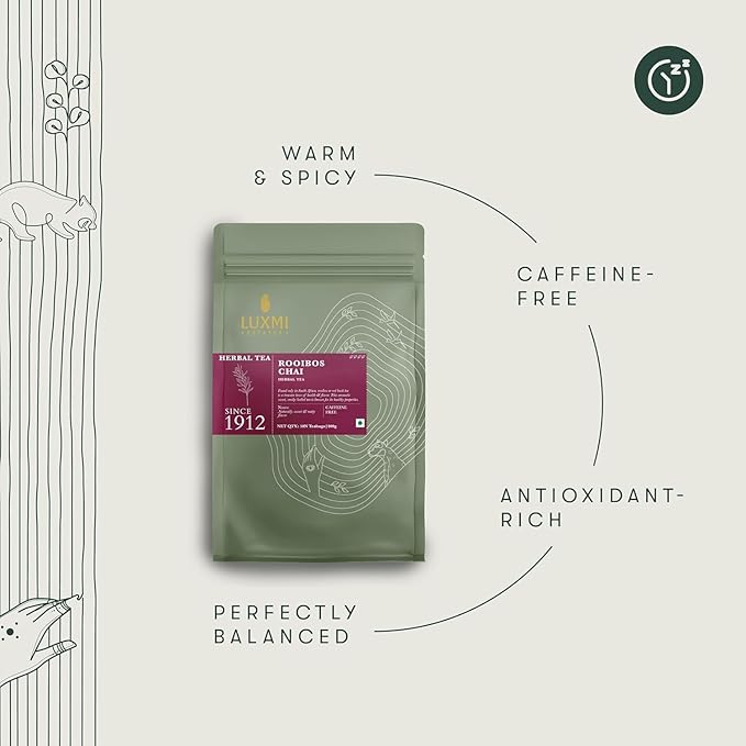 Luxmi Estates Rooibos Chai Organic Rooibos Tea with Spices (50 Tea Bags) Caffeine Free Tea Bags For Relaxing, Calming, and Stress Relief, With Certified Organic Rooibos Tea - Bloomnest