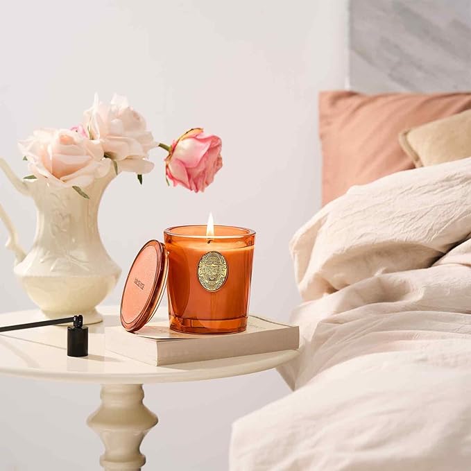 M&SENSE Natural Soy Candle | Noir Air& Neon Orange | 9.2 oz, 50H Burn Time | Luxury Scented Candle for Relaxation, Gifting, Home Décor | Ideal for Bedroom, Office, Party Ambiance - Bloomnest