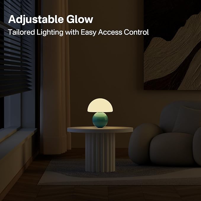 Mushroom Lamp Table Lamp for Bedroom,Desk Bedside Small Lamps for Living Room Night Stands,Mushroom Decor Cute Mini Modern Mid Century Lamps,Unique Aesthetic Home Living Room Decor(Blue) - Bloomnest