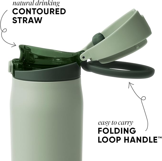 Simple Modern Mesa Loop Water Bottle with Covered Straw and Handle | 30oz Cup Holder Friendly Insulated Stainless Steel Bottles for Travel, Sports and School | Eucalyptus Mix SimpleModern