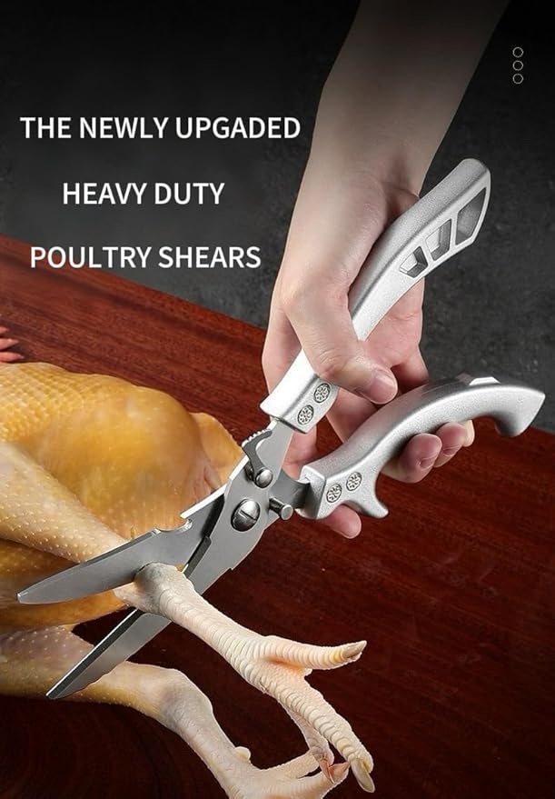Poultry Shears Heavy Duty – Kitchen Scissors for Chicken, Meat, Fish & Vegetables – Sharp Stainless Steel Cooking Shears with Ergonomic Non-Slip Handle, Spring-Loaded, Dishwasher Safe - Bloomnest