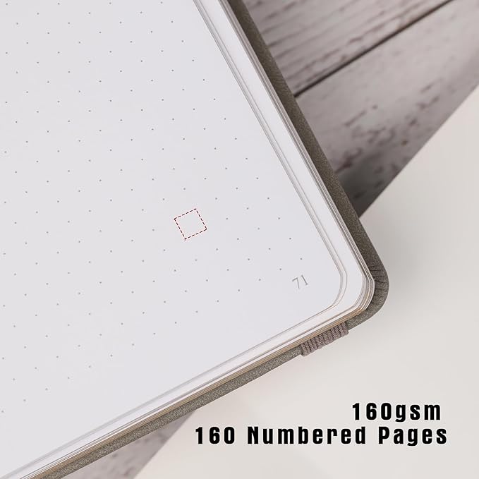 TIEFOSSI Dotted Journal Notebook, Dot Grid Notebook for Women Men, Hardcover PU Leather Journal, 160 GSM Thick Paper, 160 Numbered Pages with Gold Edges, 8 x 8 Square Diary - Bloomnest