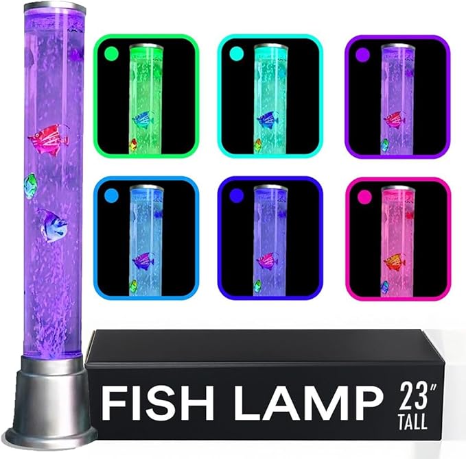 Shop LC Fish Lamp Sensory Bubble Tube Bubble Lamps Aquarium Night Light 6 LED Color Changing Sensory Tubes Table Lamp Lava Bedroom Lamps Home Decor Desk Fake Fish Tank Christmas Gifts Men 1.9FT - Bloomnest